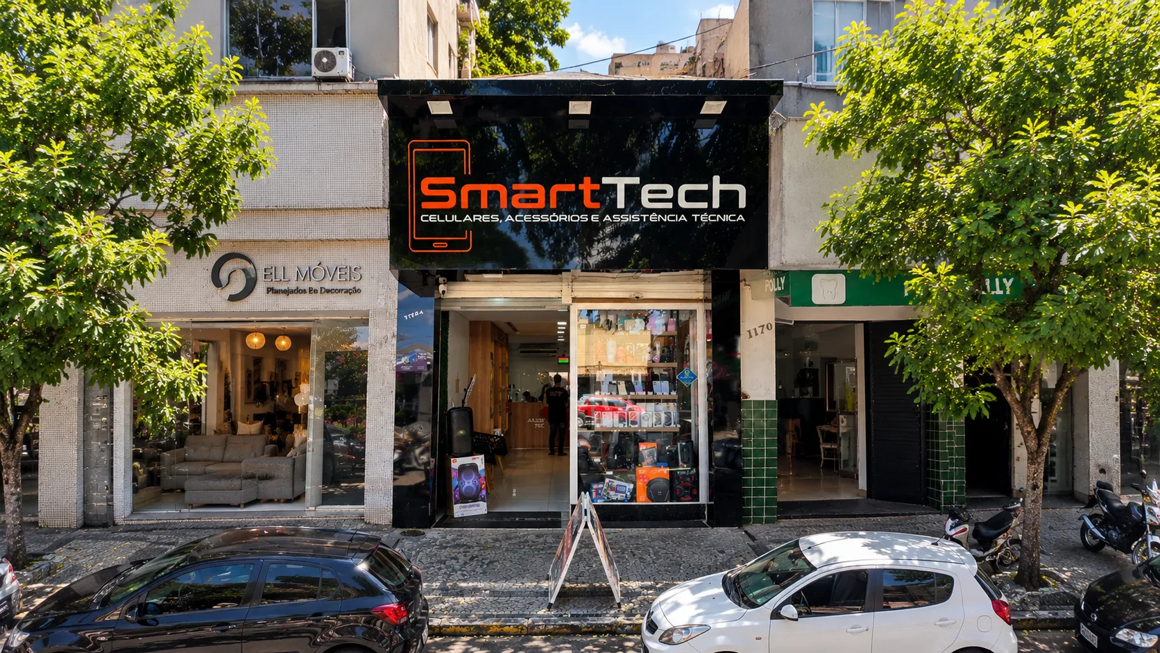 Fachada da SmartTech, loja de celulares, acessórios e assistência técnica